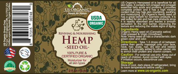 US Organic Hemp Seed Oil, 100% Pure Certified USDA Organic, 2 oz  US  Organic | The USDA Certified Organic Skin Care Brand