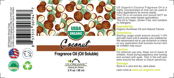 US Organic Coconut Fragrance Oil (Oil Soluble), USDA Certified Organic – US  Organic
