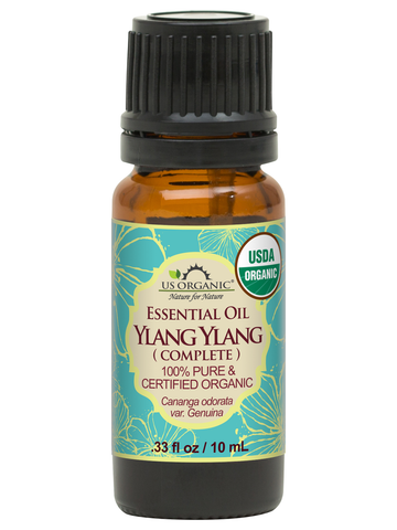 US Organic Ylang Ylang Essential Oil – 100% Pure Complete Grade, USDA Certified, Steam Distilled from Cananga Odorata – Floral Scent for Diffuser, Perfumery, Skincare, 10 ml