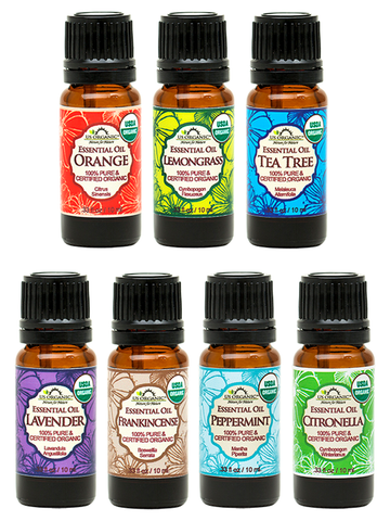 7 Essential Oil Collection, USDA Certified Organic. Therapeutic Grade.