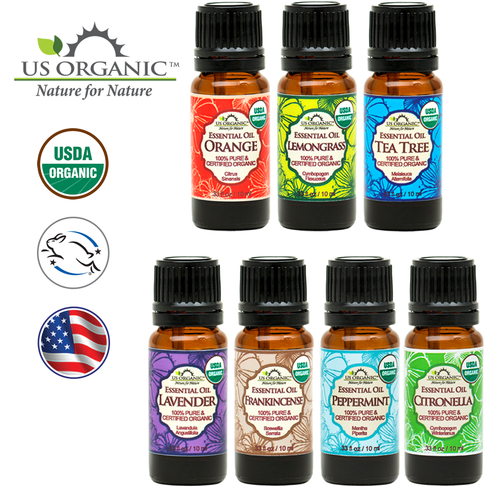 7 Essential Oil Collection, USDA Certified Organic. Therapeutic Grade.