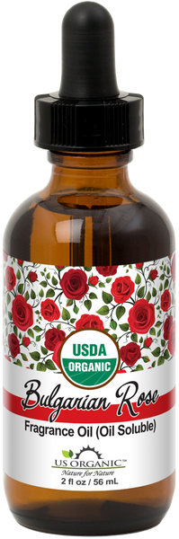 US Organic Bulgarian Rose Fragrance Oil (Oil Soluble), USDA Certified Organic, for Candle, Soap Making, DIY Projects, and Small Businesses_2 fl oz