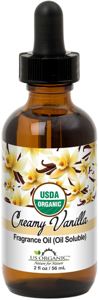 US Organic Creamy Vanilla Fragrance Oil (Oil Soluble), USDA Certified Organic, for Candle, Soap Making, DIY Projects, and Small Businesses_2 fl oz