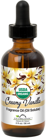 US Organic Creamy Vanilla Fragrance Oil (Oil Soluble), USDA Certified Organic, for Candle, Soap Making, DIY Projects, and Small Businesses_2 fl oz