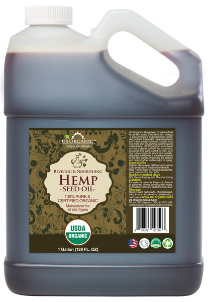 US Organic Hemp Seed Oil, 100% Pure Certified USDA Organic, 128 oz (1 Gallon)