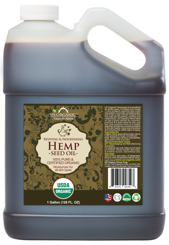 US Organic Hemp Seed Oil, 100% Pure Certified USDA Organic, 128 oz (1 Gallon)