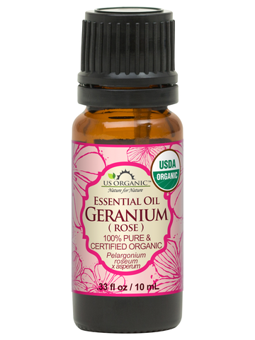 US Organic Rose Geranium Essential Oil, 100% Pure Certified USDA Organic, 10 ml