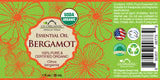 US Organic Bergamot Essential Oil, 100% Pure Certified USDA Organic, 10 ml / 15 ml / 30 ml