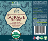 US Organic Borage Seed Oil (18% GLA), 100% Pure Certified USDA Organic 128 oz (1 Gallon)