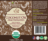 US Organic Fractionated Coconut (Liquid) Oil, 100% Pure Certified USDA Organic, 128 oz (1 Gallon)