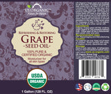 US Organic Grape Seed Oil, 100% Pure Certified USDA Organic, 128 oz (1 Gallon)