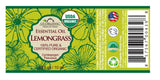 US Organic Lemongrass Essential Oil, 100% Pure Certified USDA Organic, 10 ml / 15 ml / 30 ml