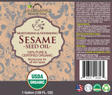 US Organic Sesame Seed Oil, 100% Pure Certified USDA Organic, 128 oz (1 Gallon)
