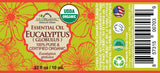 US Organic Eucalyptus Essential Oil (Globulus), 100% Pure Certified USDA Organic, 10 ml / 15 ml / 30 ml
