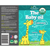 US Organic, The Baby Oil, Unscented, with Calendula, Jojoba, Olive Oil, and Vitamin E, USDA Certified Organic, 5 oz