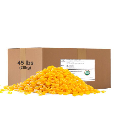 US Organic Beeswax Yellow Pastille, bulk wholesale, 100% Pure Certified USDA Organic, 45 lbs (20 kg Bulk size)