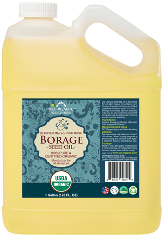 US Organic Borage Seed Oil (18% GLA), 100% Pure Certified USDA Organic 128 oz (1 Gallon)