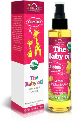 US Organic, The Baby Oil, Caribbean Coconut, with Calendula, Jojoba, Olive Oil, and Vitamin E, USDA Certified Organic, 5 oz