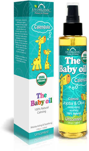 US Organic, The Baby Oil, Unscented, with Calendula, Jojoba, Olive Oil, and Vitamin E, USDA Certified Organic, 5 oz