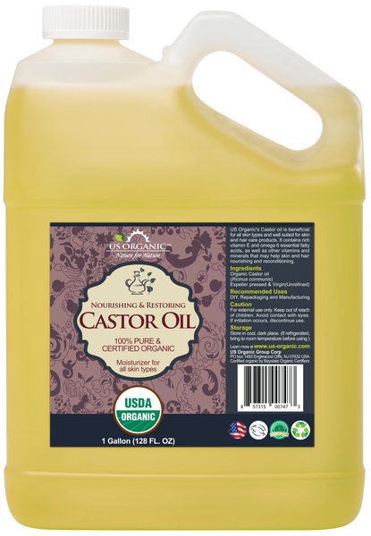 US Organic Castor Oil, 100% Pure Certified USDA Organic, 128 oz (1 Gallon)