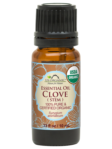 US Organic Clove Stem Essential Oil, 100% Pure Certified USDA Organic, 10 ml / 15 ml / 30 ml