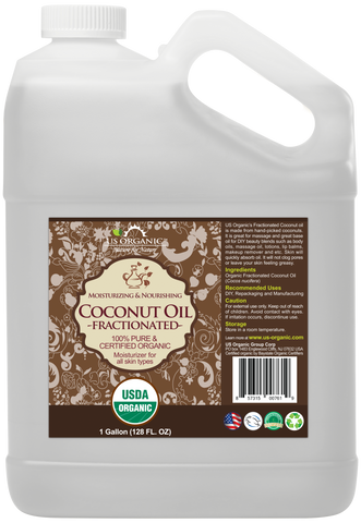 US Organic Fractionated Coconut (Liquid) Oil, 100% Pure Certified USDA Organic, 128 oz (1 Gallon)