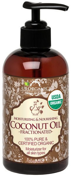 US Organic Fractionated Coconut (Liquid) Oil, 100% Pure Certified USDA Organic, 8 oz
