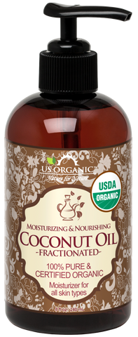 US Organic Fractionated Coconut (Liquid) Oil, 100% Pure Certified USDA Organic, 8 oz