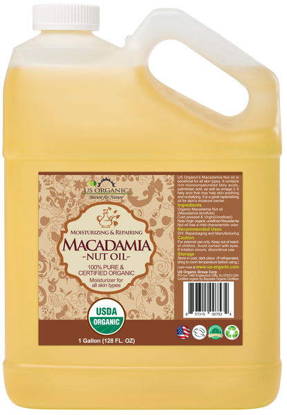 US Organic Macadamia Nut Oil, 100% Pure Certified USDA Organic, 128 oz (1 Gallon)