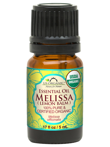 US Organic Melissa Essential Oil (Lemon Balm), 100% Pure Certified USDA Organic, 5 ml
