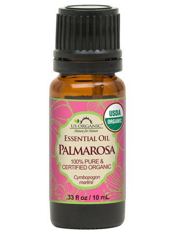 US Organic Palmarosa Essential Oil, 100% Pure Certified USDA Organic, 10 ml